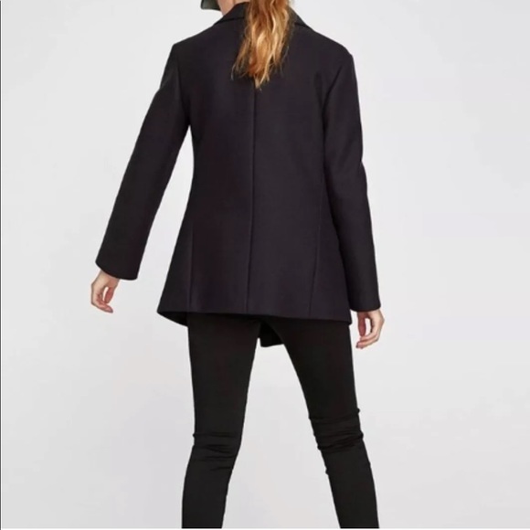 Zara Jackets & Coats Zara Black Double Breasted Classic Peacoat